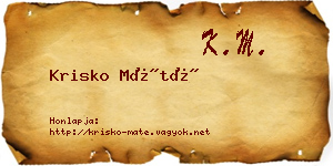 Krisko Máté névjegykártya
